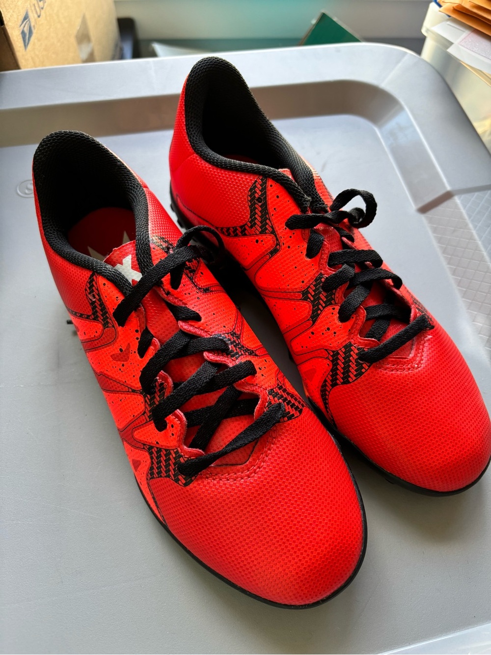 Adidas boys Athletic Lace-Up Shoes in orange and Black cleats - Picture 1 of 3